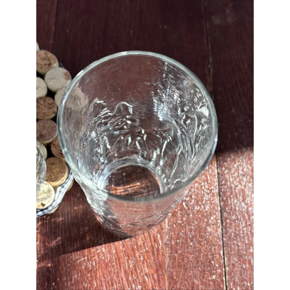 Vintage Libbey Textured Embossed 3-D Iris 2 Highball Tumbler Drinking Glasses